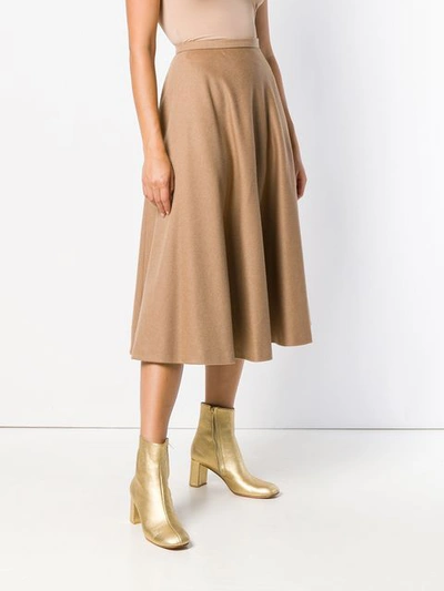Shop Max Mara Flared Midi Skirt In Brown