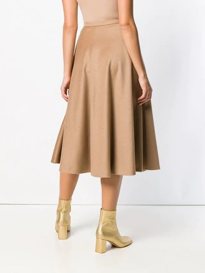 Shop Max Mara Flared Midi Skirt In Brown