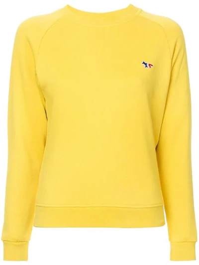 Shop Maison Kitsuné Logo Sweatshirt - Yellow