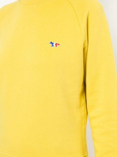 Shop Maison Kitsuné Logo Sweatshirt - Yellow