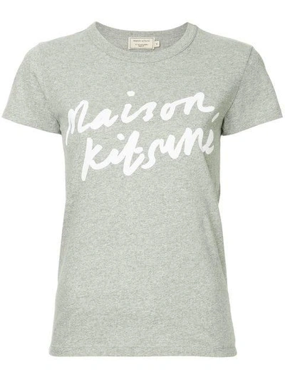 Shop Maison Kitsuné Logo Print T-shirt In Grey