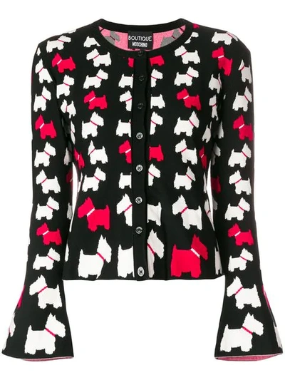 Shop Boutique Moschino Dog Pattern Buttoned Cardigan - Black