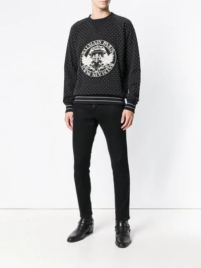 Shop Balmain Logo Medallion Sweatshirt - Black