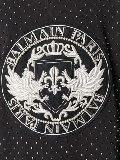 Shop Balmain Logo Medallion Sweatshirt - Black