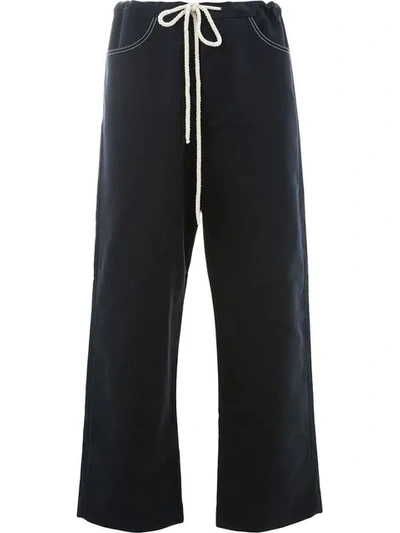 Shop Sara Lanzi Drawstring Straight Trousers In Blue