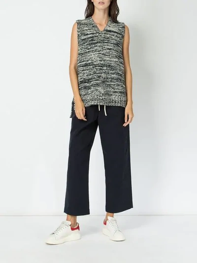 Shop Sara Lanzi Drawstring Straight Trousers In Blue