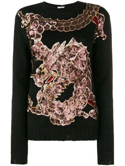 Shop P.a.r.o.s.h Sequinned Dragon Embroidery Jumper In Black