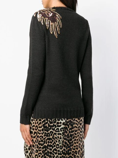 Shop P.a.r.o.s.h Sequinned Dragon Embroidery Jumper In Black