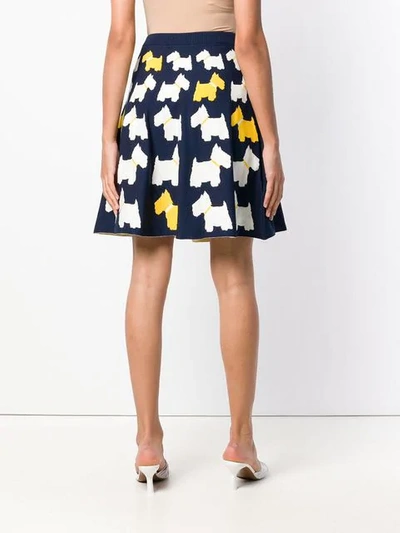 Shop Boutique Moschino Dog Pattern A-line Skirt - Blue