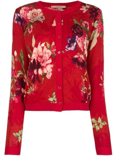 Shop Twinset Twin-set Floral Cardigan - Red