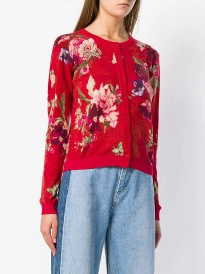 Shop Twinset Twin-set Floral Cardigan - Red