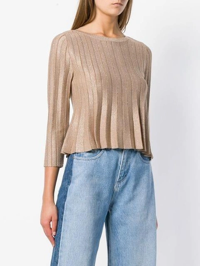 Shop Twinset Twin-set Paneled Flared Top - Neutrals