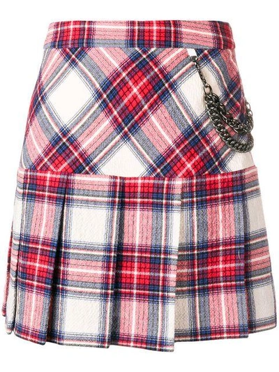 Shop Boutique Moschino Plaid Pleated Skirt In Red