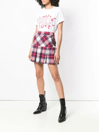 Shop Boutique Moschino Plaid Pleated Skirt In Red