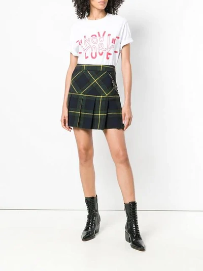 Shop Boutique Moschino Plaid Pleated Skirt In Green