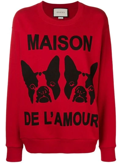 Shop Gucci Maison De L'amour Sweatshirt In Red