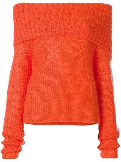 off-the-shoulder chunky knit jumper