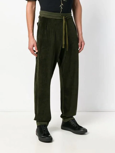 Shop Haider Ackermann Velour Track Pants In Green