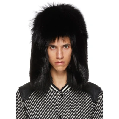 Shop Saint Laurent Black Fur Trapper Hat In 1000 Black