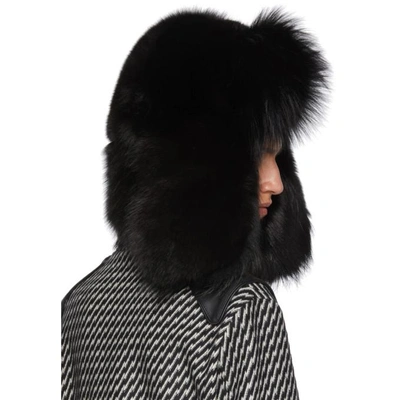 Shop Saint Laurent Black Fur Trapper Hat In 1000 Black