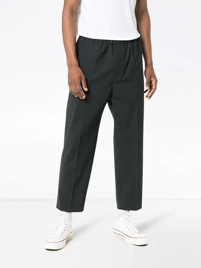 Shop Jil Sander Tailored And Elasticated Cropped Trousers In Grey
