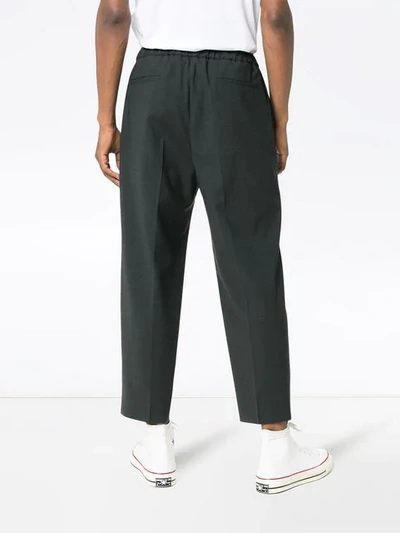 Shop Jil Sander Tailored And Elasticated Cropped Trousers In Grey