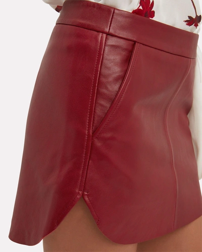Shop Michelle Mason Baseball Hem Red Leather Mini Skirt