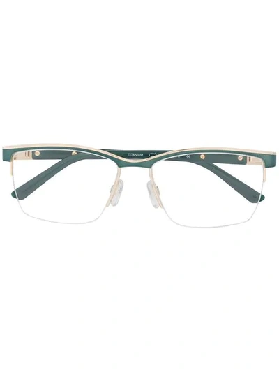 Shop Cazal Rectangular Shaped Glasses In Green