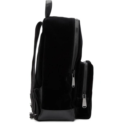 Shop Balmain Black Velvet And Leather Beast Backpack In 181 Blkwht