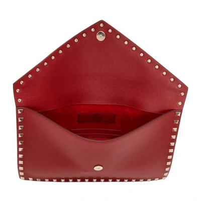 Shop Valentino Red  Garavani Rockstud Envelope Pouch In 0ro Red