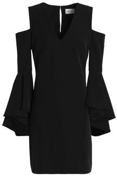 Shop Milly Woman Nicole Cold-shoulder Ruffled Cady Mini Dress Black