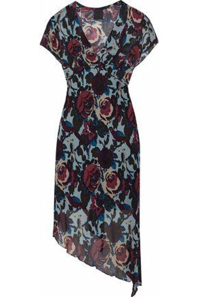 Shop Anna Sui Woman Asymmetric Printed Crepe Dress Sky Blue