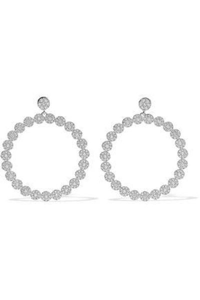 Shop Cz By Kenneth Jay Lane Silver-tone Crystal Hoop Earrings