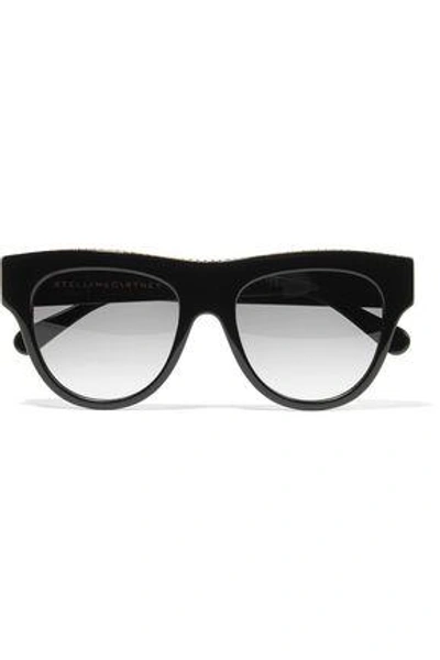 Shop Stella Mccartney Woman D-frame Chain-trimmed Acetate Sunglasses Black