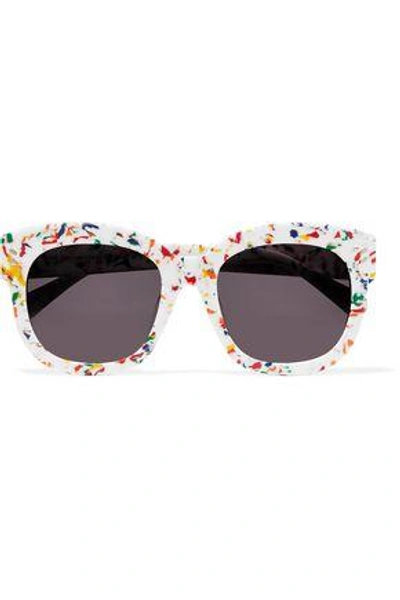 Shop Stella Mccartney Woman Square-frame Printed Acetate Sunglasses Multicolor