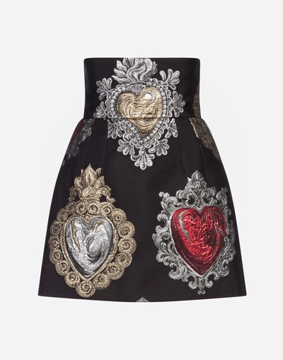 Shop Dolce & Gabbana Jacquard Skirt In Black