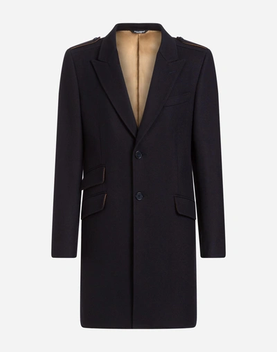 Shop Dolce & Gabbana Stretch Wool Coat In Blue