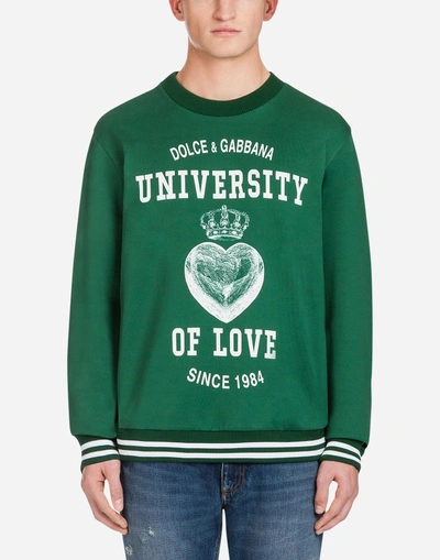 Shop Dolce & Gabbana Printed Cotton Sweatshirt In Green