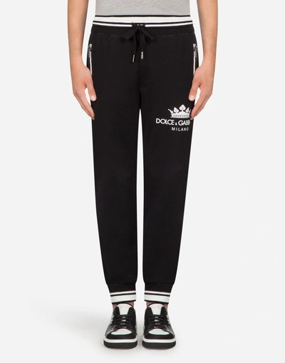 Shop Dolce & Gabbana Cotton Jogging Pants With Print In Black