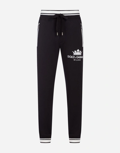 Shop Dolce & Gabbana Cotton Jogging Pants With Print In Black