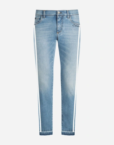 Shop Dolce & Gabbana Gold Fit Stretch Jeans In Blue