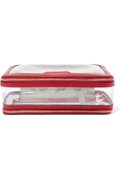 Shop Anya Hindmarch Inflight Leather-trimmed Perspex Cosmetics Case In Red