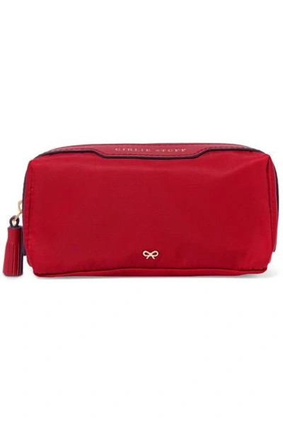 Shop Anya Hindmarch Girlie Stuff Leather-trimmed Shell Cosmetics Case In Red