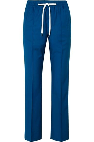 Miu Miu Striped Wool And Mohair-blend Track Pants In Blue
