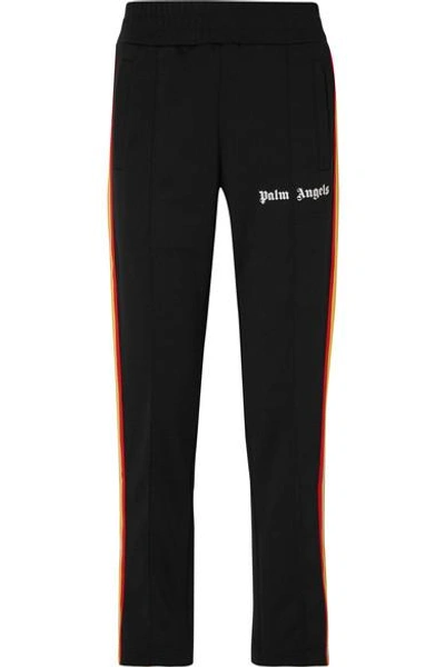 Shop Palm Angels Striped Satin-jersey Track Pants In Black