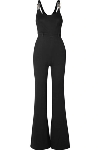 Shop Brandon Maxwell Embellished Crepe Jumpsuit In Black