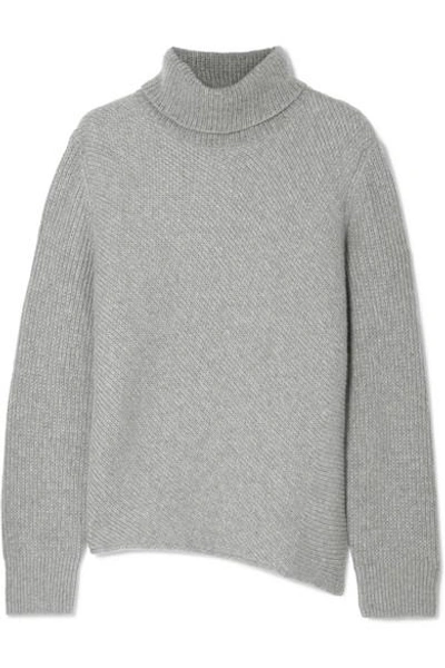 Shop Cedric Charlier Ribbed Wool And Cashmere-blend Turtleneck Sweater In Gray
