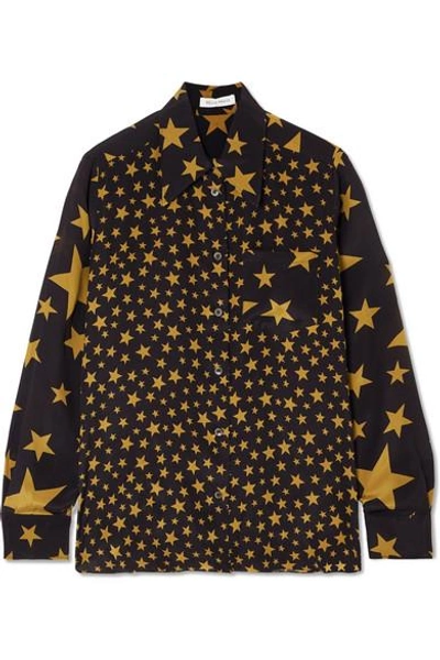 Shop Bella Freud Little Prince Printed Silk Shirt In Black