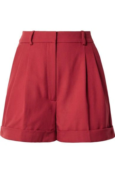 Shop Racil Max Wool-piqué Shorts In Red