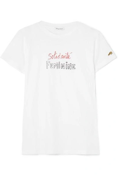 Shop Bella Freud Solidarite Feminine Printed Cotton-jersey T-shirt In White